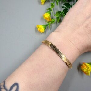 Gold Plated Vintage Flat Herringbone Chain Bracelet
